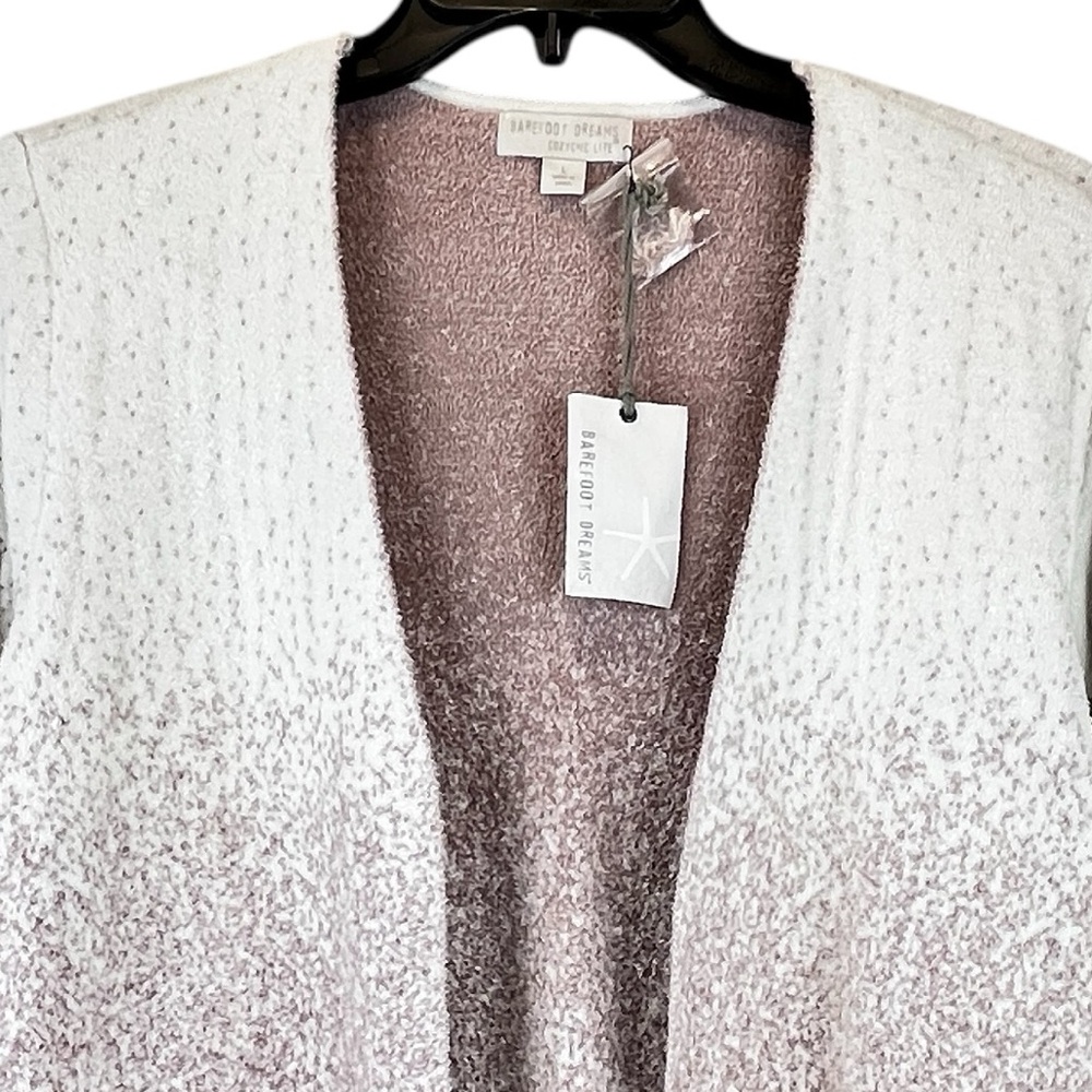 NEW Barefoot Dreams CozyChic Lite Confetti Open Front Cardigan Pearl Rose L NWT - Picture 3 of 14